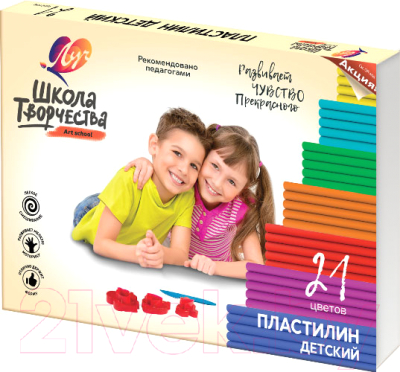 Изображение товара Пластилин ЛУЧ Школа творчества / 29С 1765-08 (21цв)