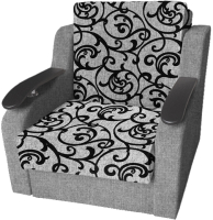 Кресло-кровать Асмана Виктория с декором (рогожка завиток черный/рогожка серая) - 