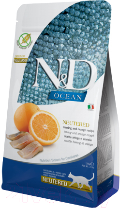 Сухой корм для кошек Farmina N&D Ocean Cat Herring & Orange Adult Neutered (1.5кг)