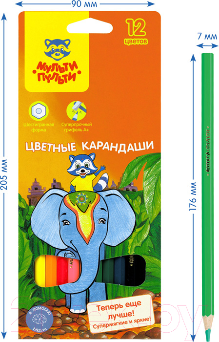 Набор цветных карандашей Мульти-пульти Енот в Индии / CP_10746 (12цв) — фото 6