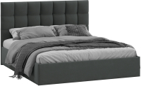 Двуспальная кровать ТриЯ Эмбер универсальный тип 1 с ПМ 160x200 (велюр графит) - 