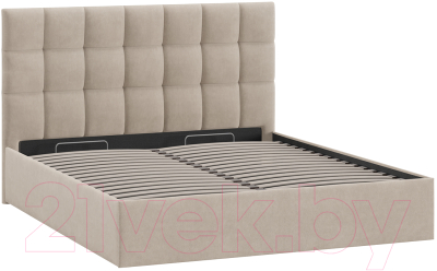 Двуспальная кровать ТриЯ Эмбер универсальный тип 1 с ПМ 160x200 (велюр мокко светлый)