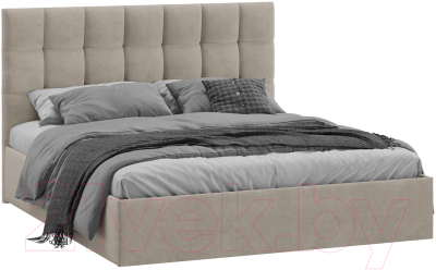 Двуспальная кровать ТриЯ Эмбер универсальный тип 1 с ПМ 160x200 (велюр мокко темный)
