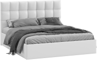 Двуспальная кровать ТриЯ Эмбер универсальный тип 1 с ПМ 160x200 (экокожа белый Polo) - 