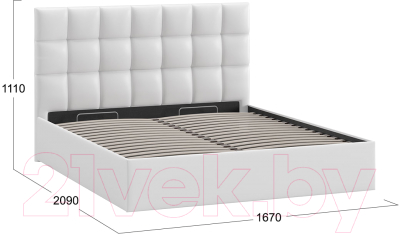 Двуспальная кровать ТриЯ Эмбер универсальный тип 1 с ПМ 160x200 (экокожа белый Polo)
