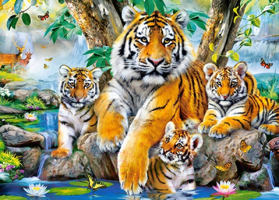 Пазл Castorland Семья тигров у ручья / B-13517 (120эл)