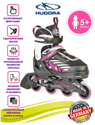 Роликовые коньки Hudora Inline Skates Mia / 28140 (р-р 37-40, Schwarz/лиловый)