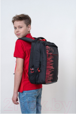 Школьный рюкзак Grizzly RB-256-6 (черный/красный)
