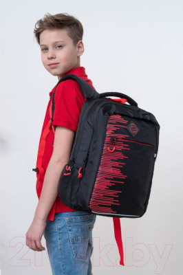 Школьный рюкзак Grizzly RB-256-6 (черный/красный)