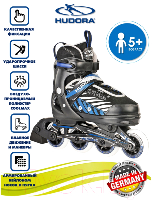 Роликовые коньки Hudora Inline Skates Leon / 28240 (р-р 37-40, Schwarz/синий)
