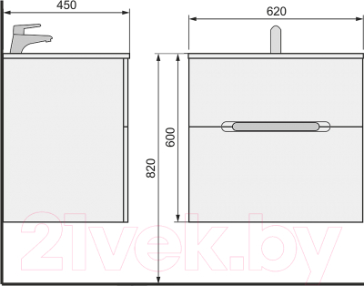 Изображение товара Тумба под умывальник Jorno Moduo Slim 65 / Mоl.01.62/P/W