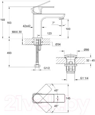 Умывальник со смесителем Cersanit Como 70 / S-UM-COM70/1-w + 63039 (со смесителем)