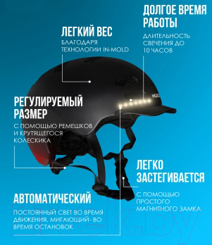 Защитный шлем Hudora Skaterhelm LED / 84175 (M, Schwarz)