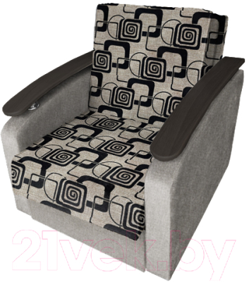 Кресло-кровать Асмана Виктория с декором 2 (рогожка кубики коричневые/рогожка беж)