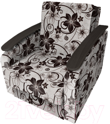 Кресло-кровать Асмана Виктория с декором 2 (рогожка цветок крупный коричневый)