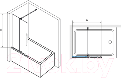 Изображение товара Стеклянная шторка для ванны RGW SC-47 B / 41114710-14