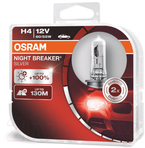 Комплект автомобильных ламп Osram H4 64193NBS-HCB — фото 4