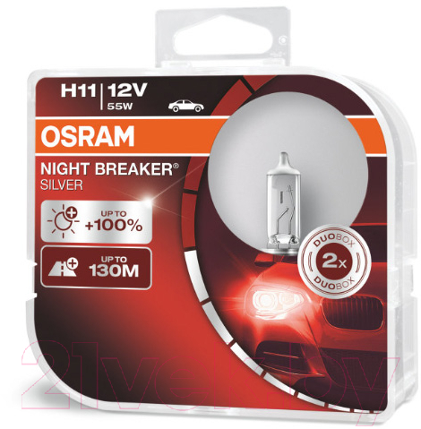 Комплект автомобильных ламп Osram H11 64211NBS-HCB