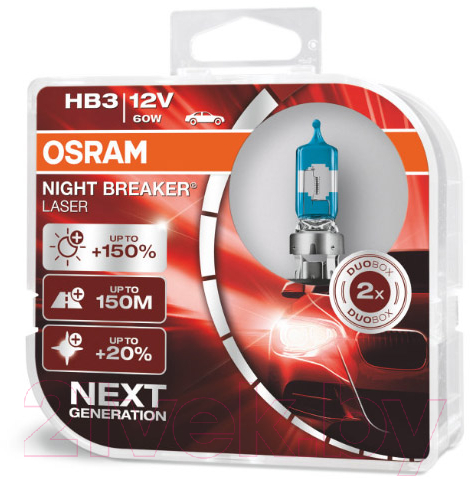 Комплект автомобильных ламп Osram HB3 9005NL-HCB