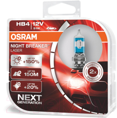 Комплект автомобильных ламп Osram HB4 9006NL-HCB