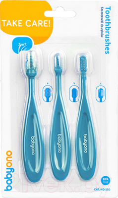 Набор зубных щеток для новорожденных BabyOno 3м+ / 550 (3шт, бирюзовый)