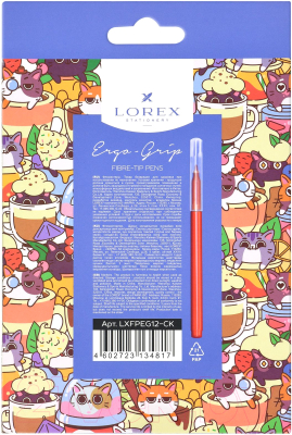 Фломастеры Lorex Ergo-Grip Cocktail Kittens / LXFPEG12-CK (12цв)