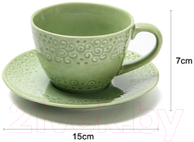 Чашка с блюдцем Fissman Lykke 6348 (зеленый)