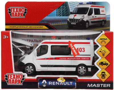 Изображение товара Автомобиль игрушечный Технопарк Renault Master Скорая / MASTER-14SLAMB-STRWH