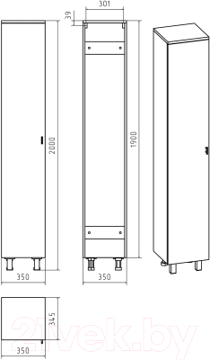 Шкаф-пенал для ванной Misty Дива 35 L / П-Див05035-013ПрЛ