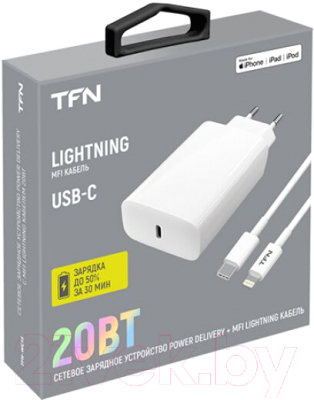 Зарядное устройство сетевое TFN TFN-WC15 (белый, с кабелем)