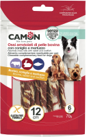 

Лакомство для собак Camon, Роллы из говяжьей кожи с мясом кролика и трески / AB283