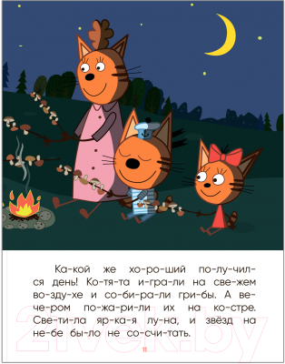 Развивающая книга Мозаика-Синтез Три кота. Читаю по слогам. Ночь на природе / МС11870