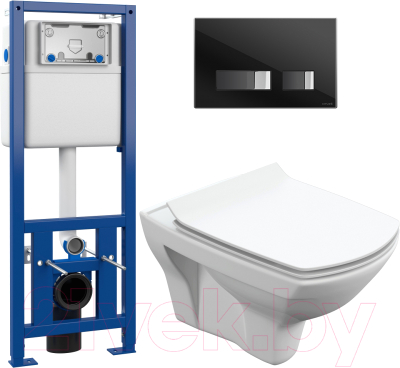 Изображение товара Унитаз подвесной с инсталляцией Cersanit Carina New Clean On + S-IN-MZ-LINK_PRO + P-BU-MOV/Blg/Gl