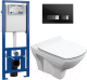 Унитаз подвесной с инсталляцией Cersanit Carina New Clean On + S-IN-MZ-LINK_PRO + P-BU-MOV/Blg/Gl - 