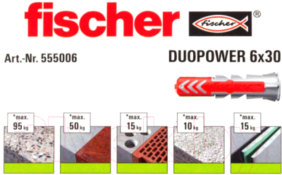 Дюбель универсальный FISCHER Duopower 6x30 (100шт)