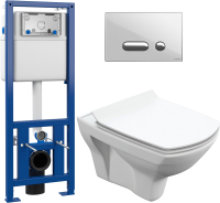 

Унитаз подвесной с инсталляцией Cersanit, Carina New Clean On + S-IN-MZ-LINK_PRO + P-BU-INT/Whg/Gl