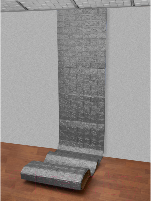 Панель ПВХ Lako Decor Самоклеящаяся 70x500(5мм) / LKD-01-04-114 (серебро-серый)