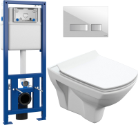 

Унитаз подвесной с инсталляцией Cersanit, Carina New Clean On + S-IN-MZ-LINK_PRO + P-BU-MOV/Wh