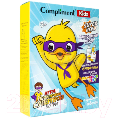 Набор косметики детской Compliment Kids №1907 Superhero Пена для душа 200мл+Шампунь 200мл+Игра