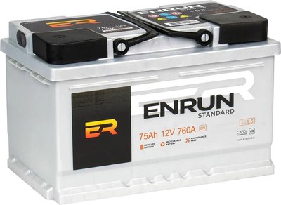 Автомобильный аккумулятор Enrun R+ (75 А/ч) - 