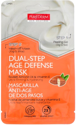 Маска для лица кремовая Purederm Dual-step Age Defense Mask масло миндаля и витамин Е (10г)