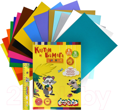 Изображение товара Набор цветной бумаги и картона Каляка-Маляка НКБКМ8/8