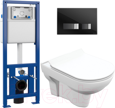 Изображение товара Унитаз подвесной с инсталляцией Cersanit City New Clean On + S-IN-MZ-LINK_PRO + P-BU-MOV/Blg/Gl