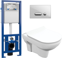 

Унитаз подвесной с инсталляцией Cersanit, City New Clean On + S-IN-MZ-LINK_PRO + P-BU-INT/Whg/Gl