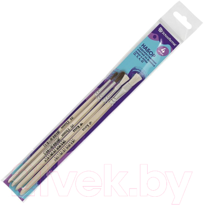 Изображение товара Набор кистей Schoolformat Круглая пони №2, 3 Плоская коза №4, 6 / НКПКО-4