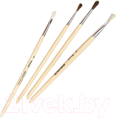 Изображение товара Набор кистей Schoolformat Круглая пони №2, 3 Плоская коза №4, 6 / НКПКО-4