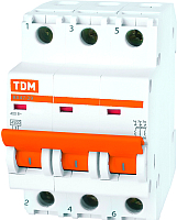 Выключатель автоматический TDM ВА 47-29 3Р 6А (D) 4.5кА / SQ0206-0169 - 