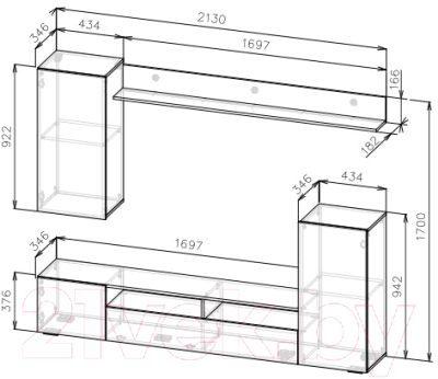 Стенка NN мебель МГС 4 (белый/белый глянец)