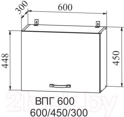 Шкаф навесной для кухни ДСВ Тренто ВПГ 600 (серый/белый)