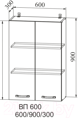 Шкаф навесной для кухни ДСВ Тренто ВП 600 (серый/белый)